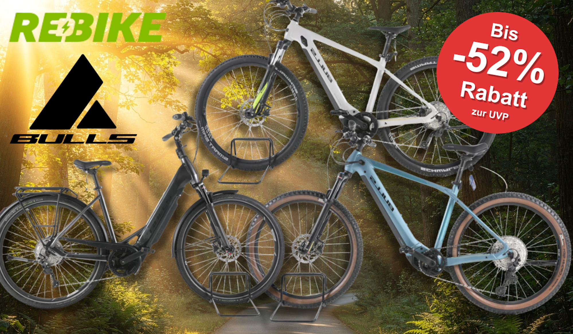 3 Bulls Bikes vor einem Fahrradweg abgebieldet.
