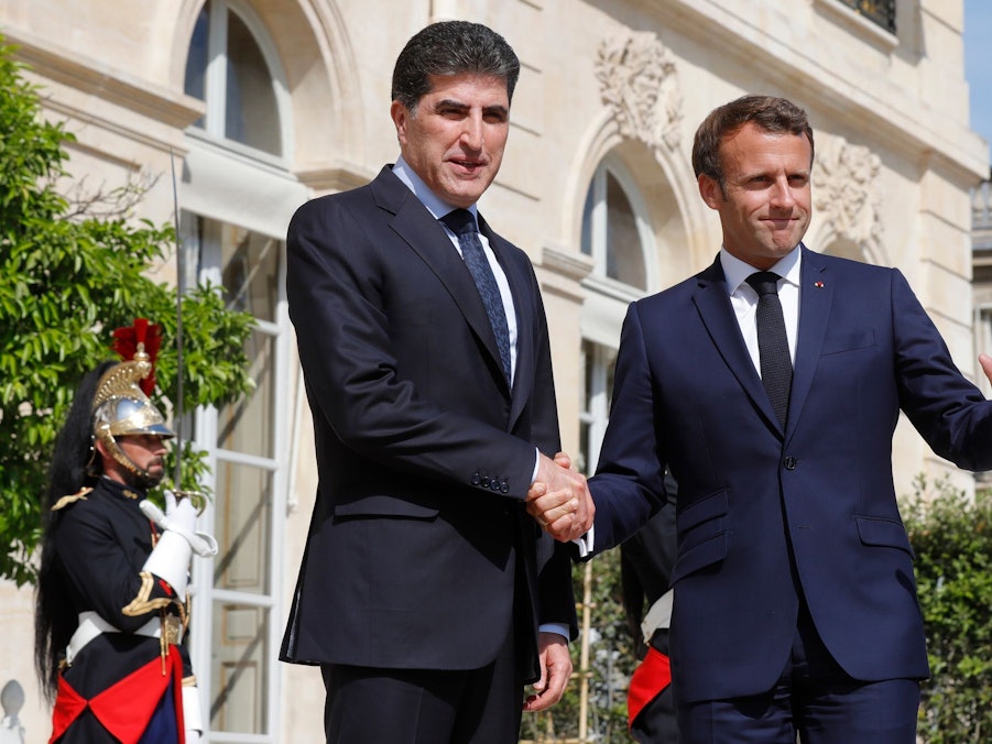 Kurdenpräsident Barsani mit Emmanuel Macron