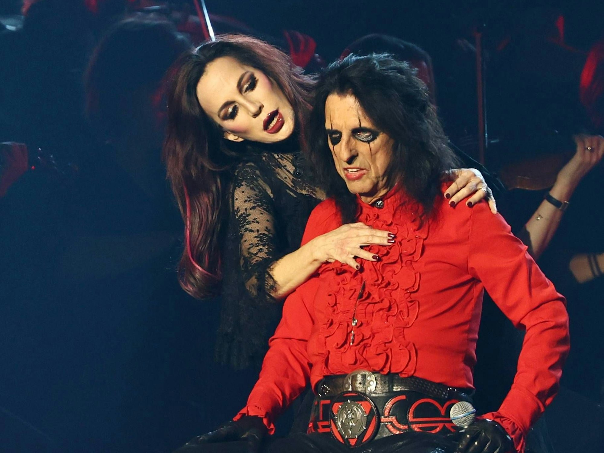 Alice Cooper und seine Frau Sheryl Goddard bei einem Auftritt in Erfurt.