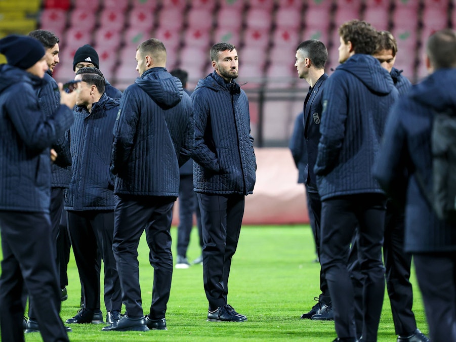 Mitglieder der italienischen Fußballnationalmannschaft auf dem Rasen