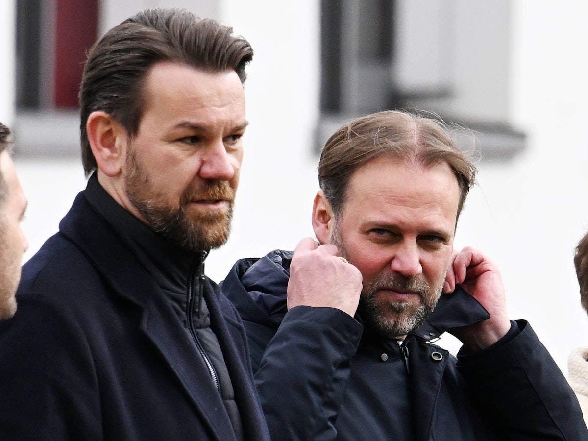 Thomas Kessler (l.) und Tim Steidten stehen beim FC-Training.