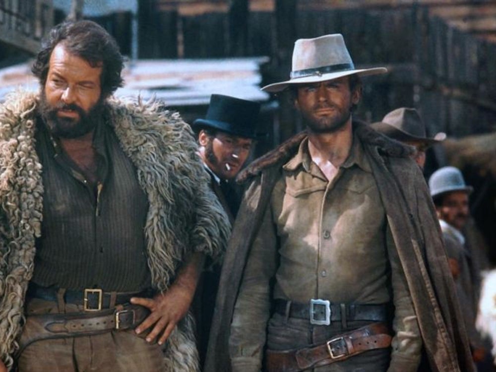 In „Gott vergibt - Django nie!“ waren Bud Spencer und Terence Hill 1967 zum ersten Mal gemeinsam vor der Kamera zu sehen. In den 1980er-Jahren kam der Italowestern neu geschnitten unter dem Klamauk-Titel „Zwei vom Affen gebissen“ noch einmal heraus. (Bild: Screen Power)