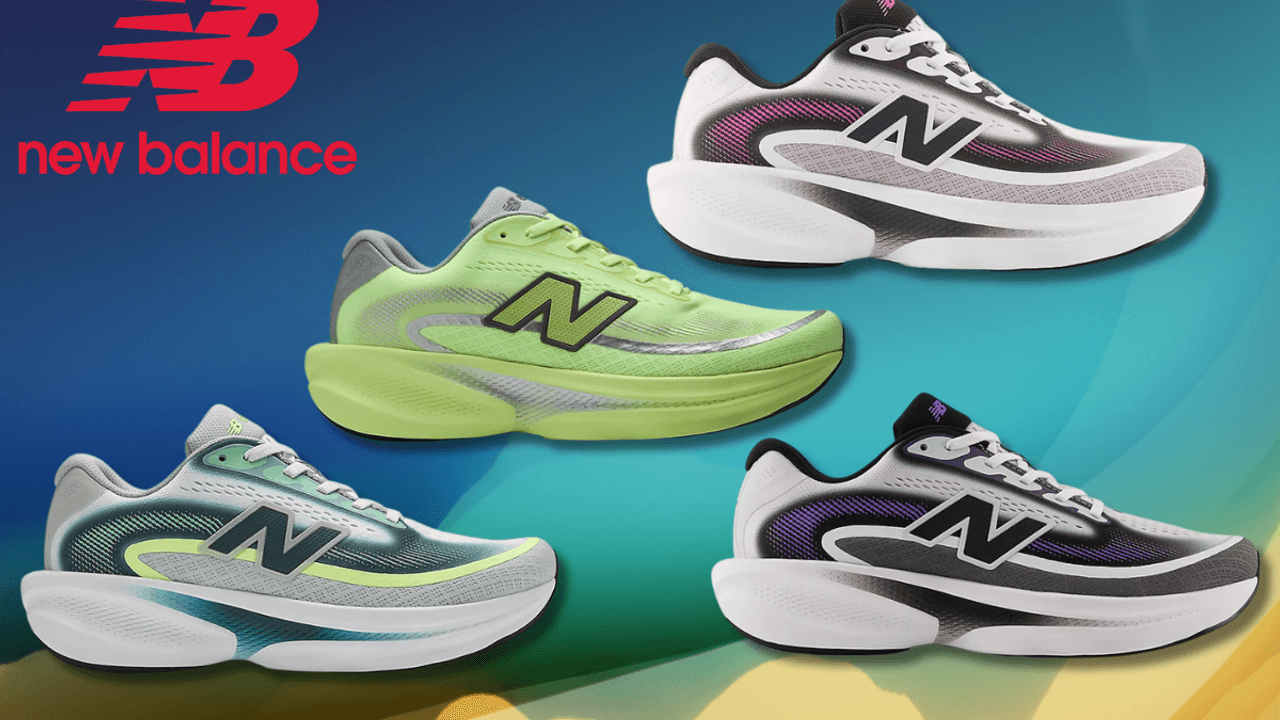 Der New Balance Ellipse Sneaker vor einem bunten Hintergrund.