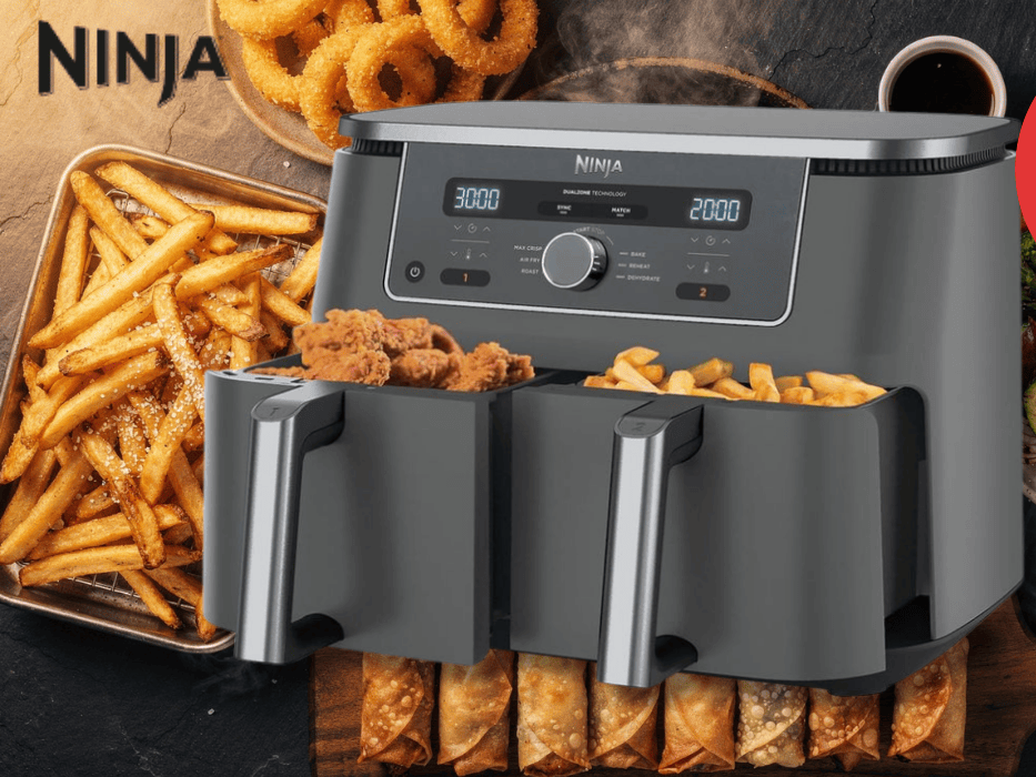 Die Ninja Kitchen Heißluftfritteuse MAX 6-in-1 Dual Zone.