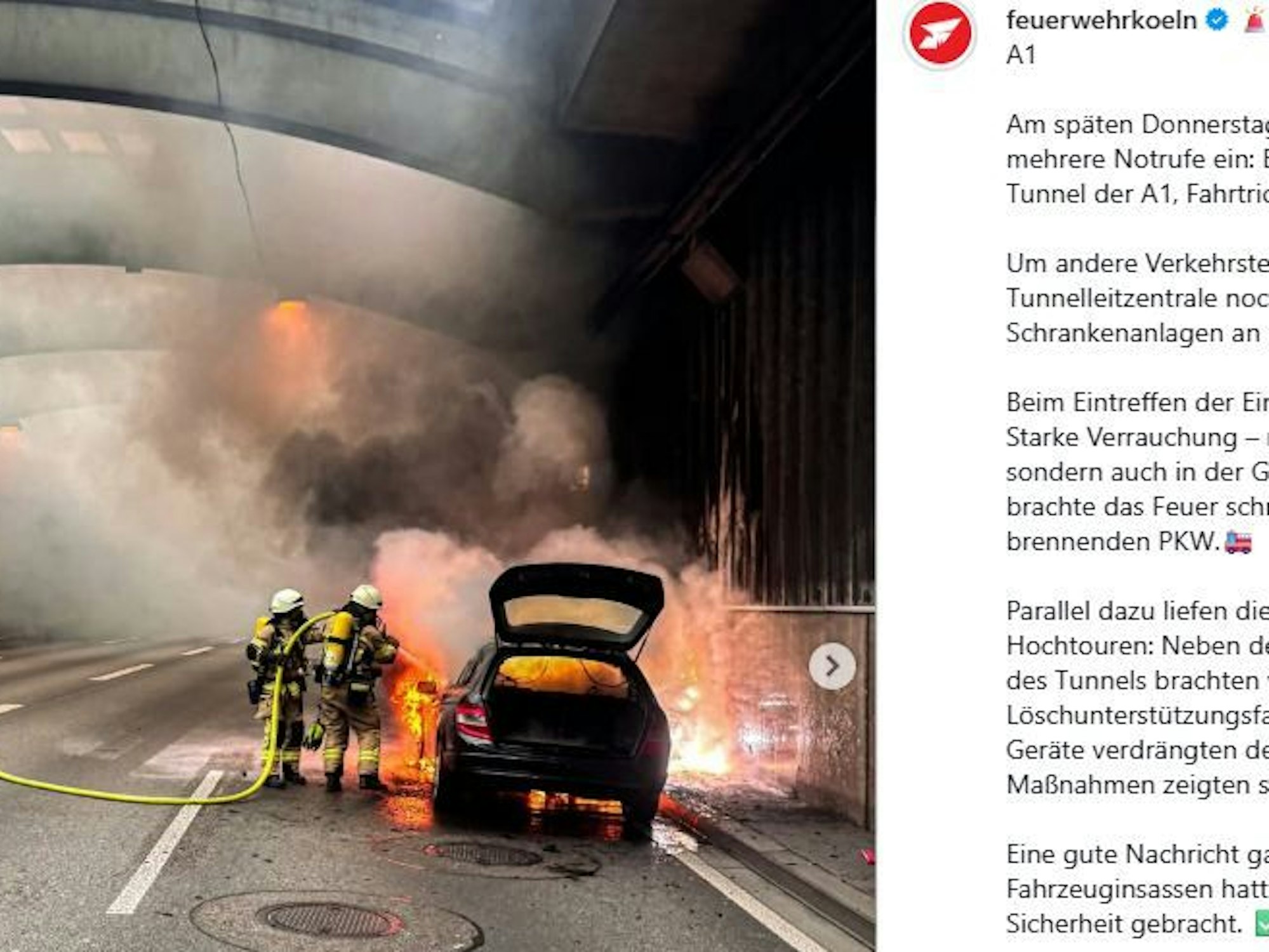 Feuer im Lövenicher Tunnel