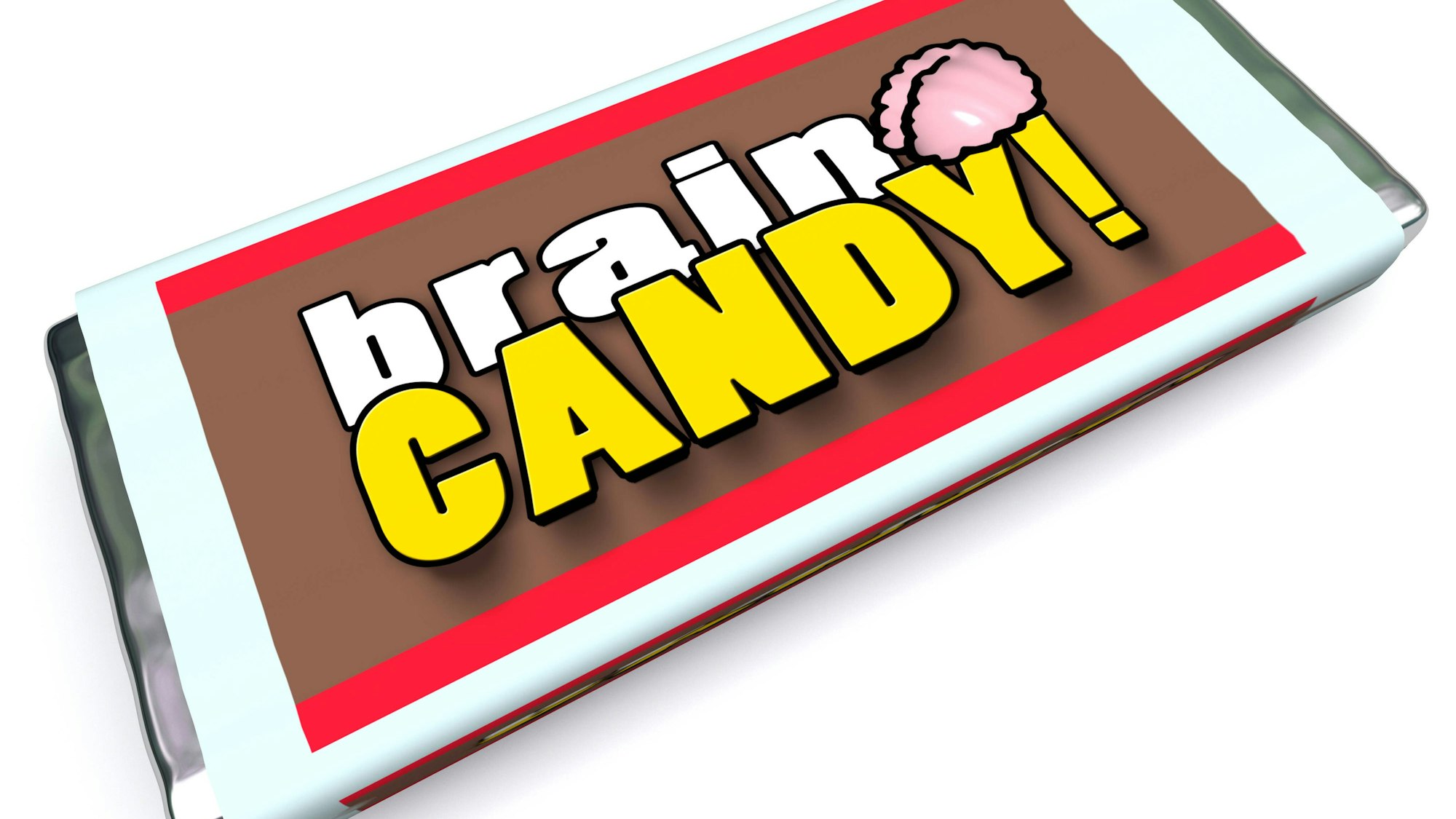 Süßigkeitenriegel mit Gehirn und Text