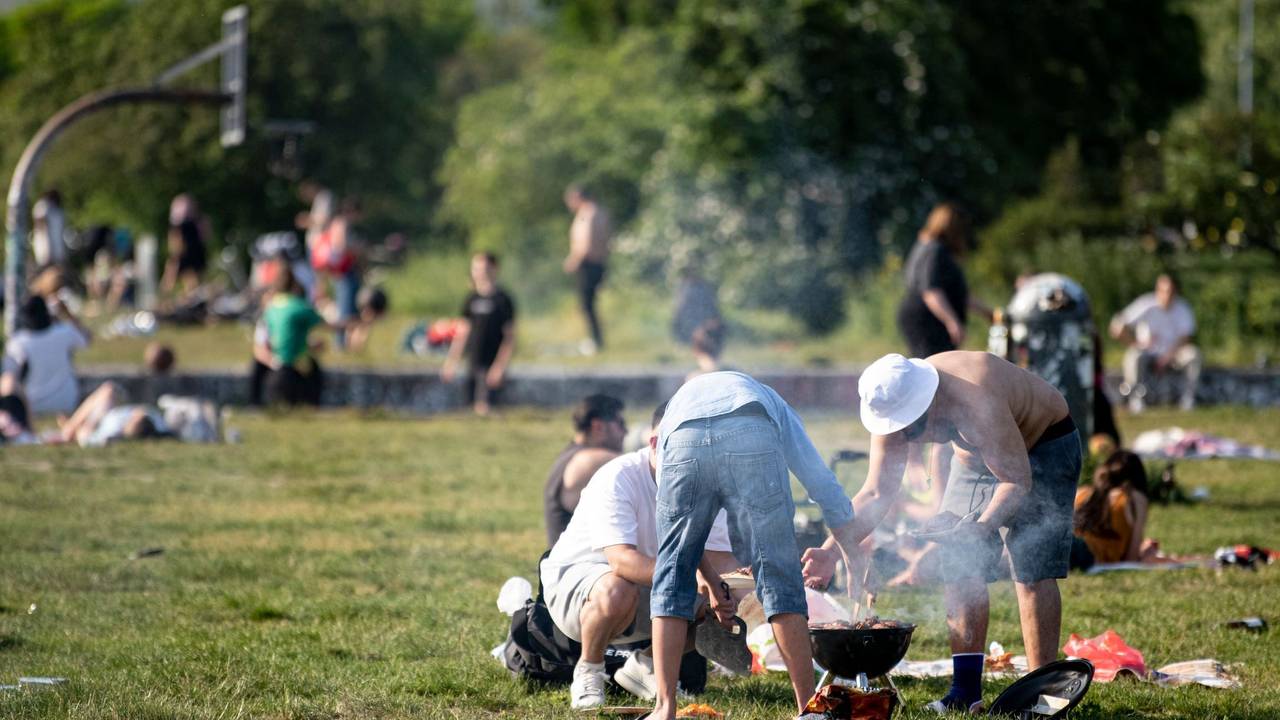 Menschen grillen im Park