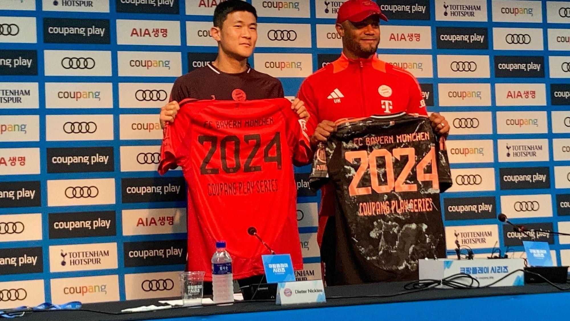 Minjae Kim und Bayern-Trainer Vincent Kompany