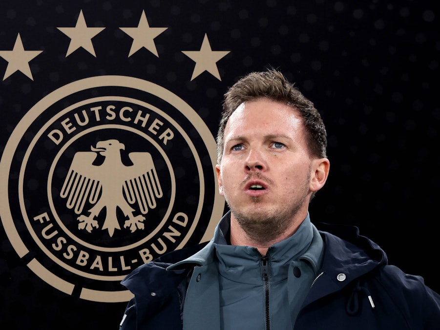 Julian Nagelsmann und das DFB-Logo.