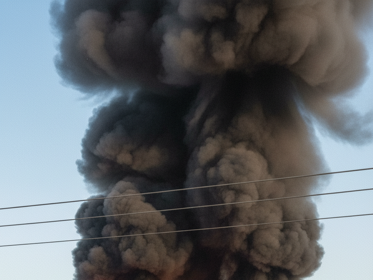 Das brennende Pan-Pacific Auditorium im Jahr 1989.