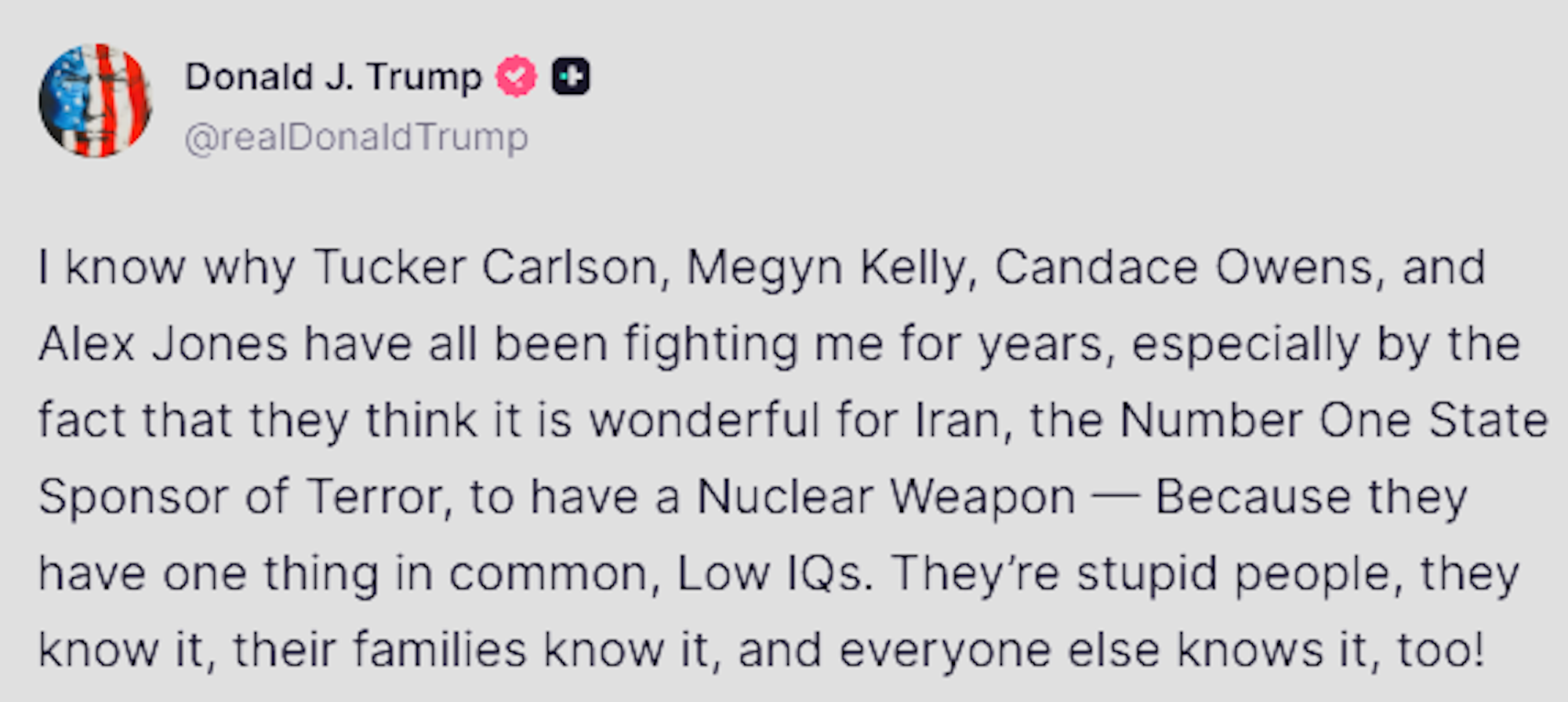 Auf Truth Social rechnet Trump mit seinen ehemaligen Unterstützern ab.