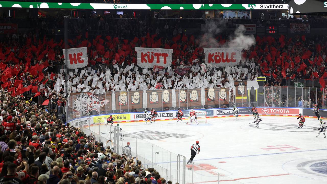 Beim Spiel der Kölner Haie haben die Fans eine Choreografie vorbereitet.
