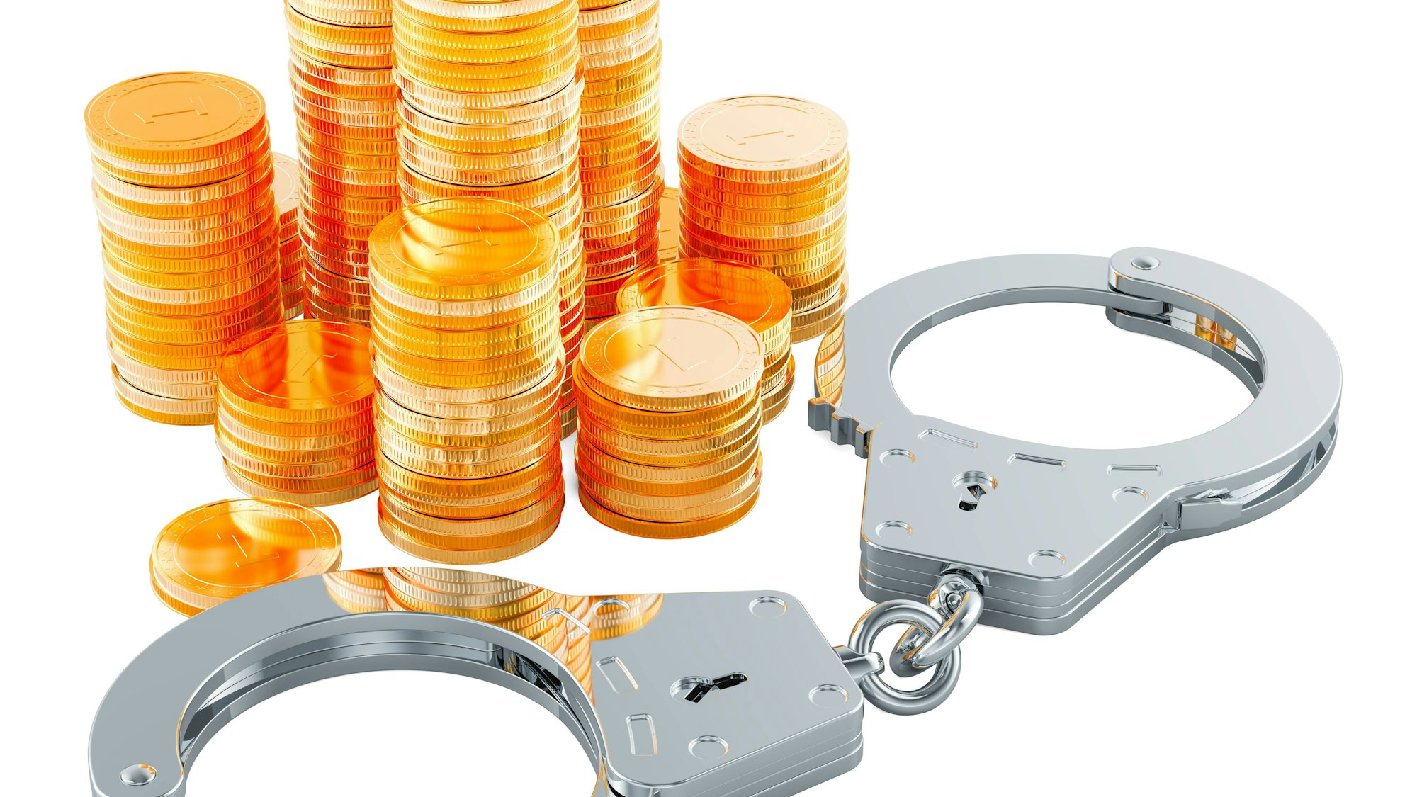 Beschlagnahmtes Gold und Handschellen