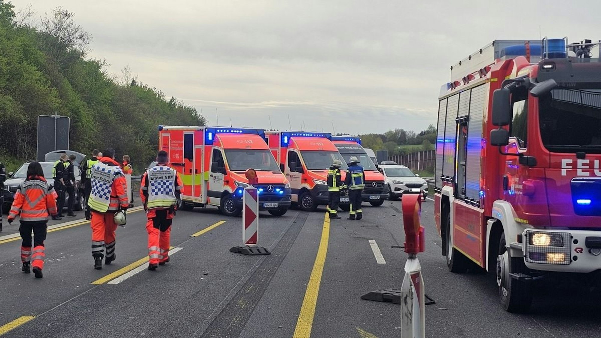 Verkehrsunfall auf der Autobahn A3 bei Königswinter.