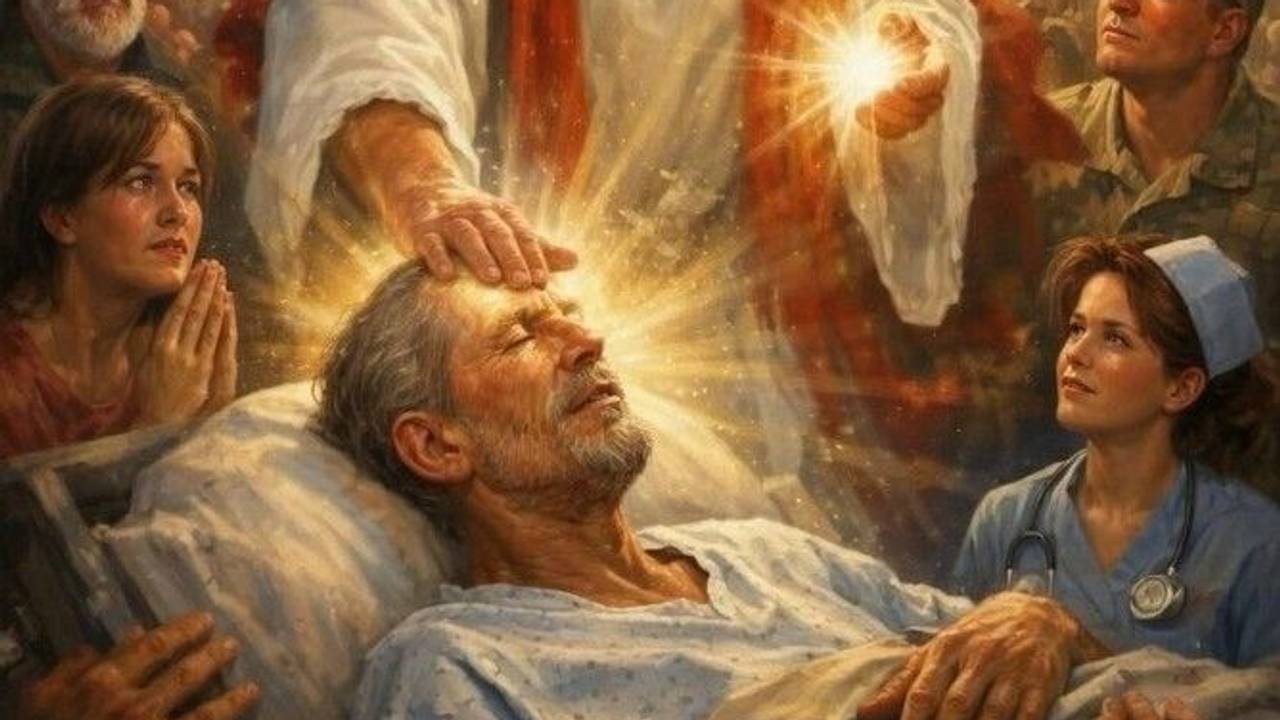 Ein KI-generiertes Bild zeigt US-Präsident Donald Trump als Verkörperung von Jesus, der seine Hand auf die Stirn eines Kranken legt.