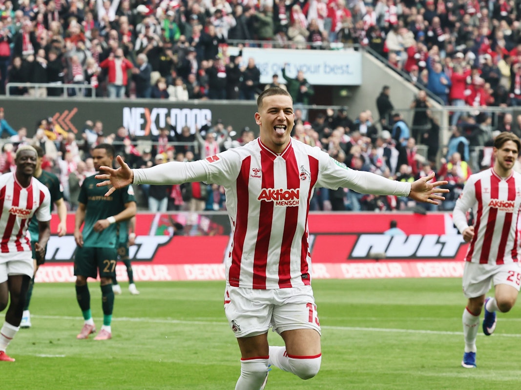 Said El Mala (1. FC Köln) jubelt nach dem Tor zum 1:0.