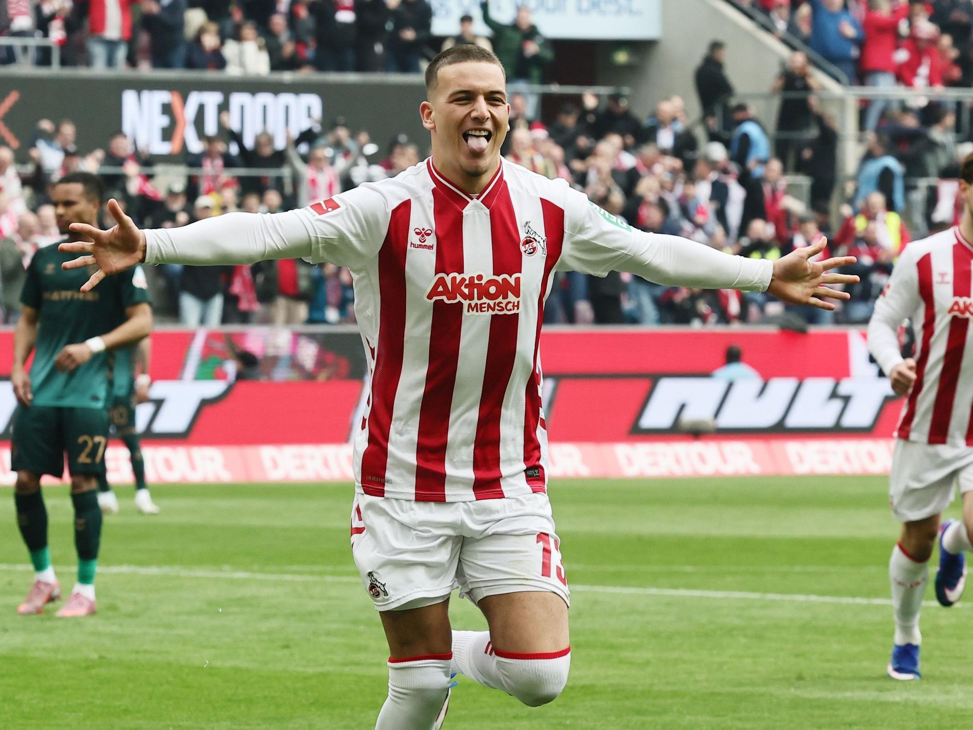 Said El Mala (1. FC Köln) jubelt nach dem Tor zum 1:0.