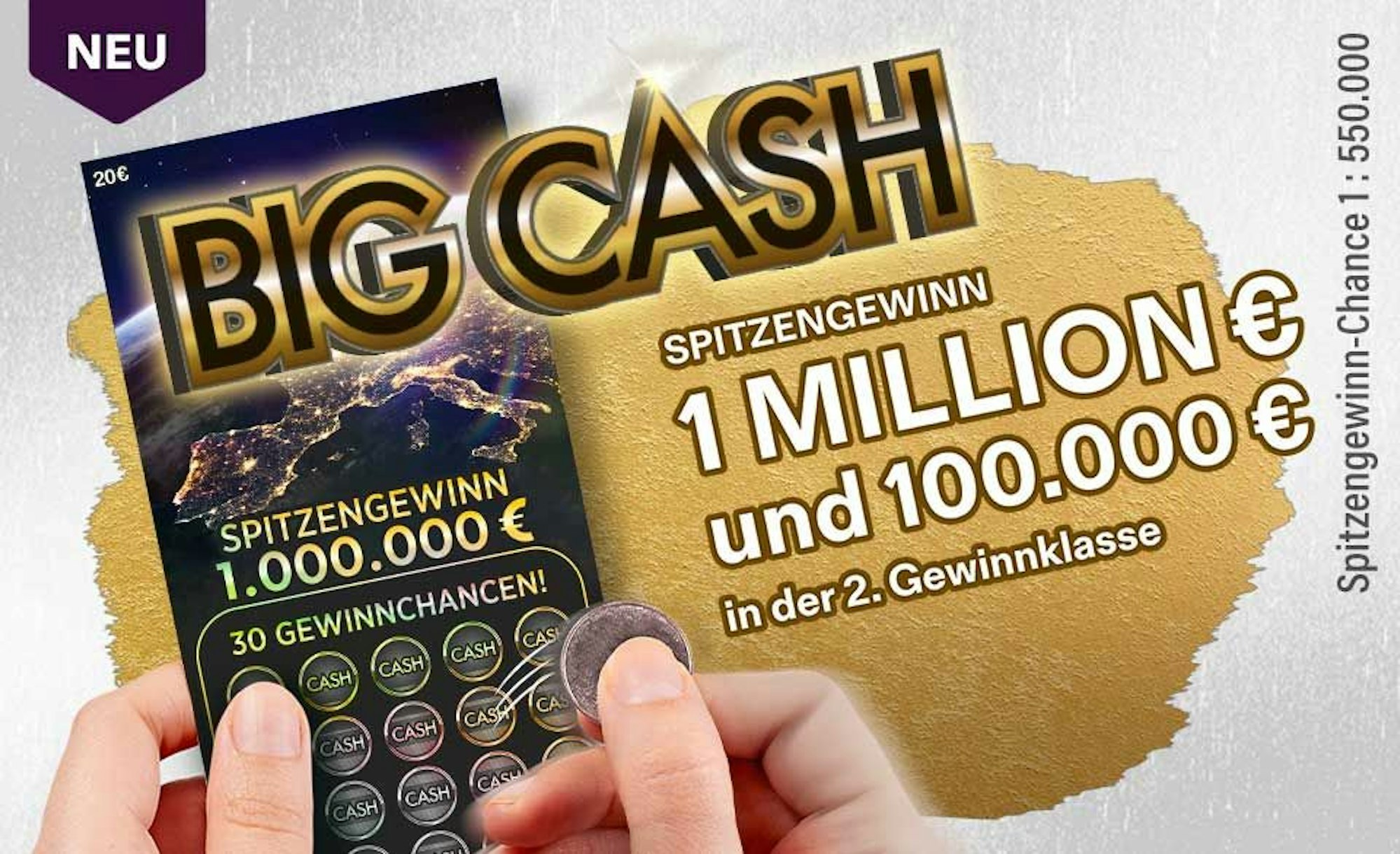 Das erste europäische Kooperations-Los von WestLotto: Big Cash.