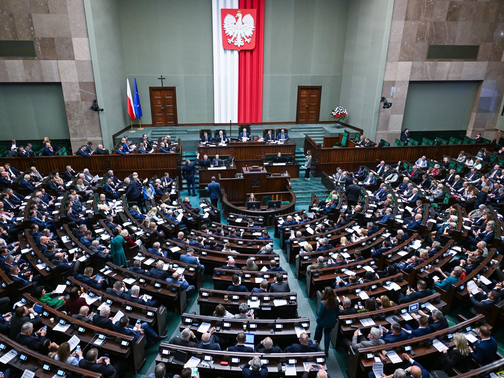 Blick auf das polnische Parlament, den sogenannten Sejm (hier Ende März 2025).