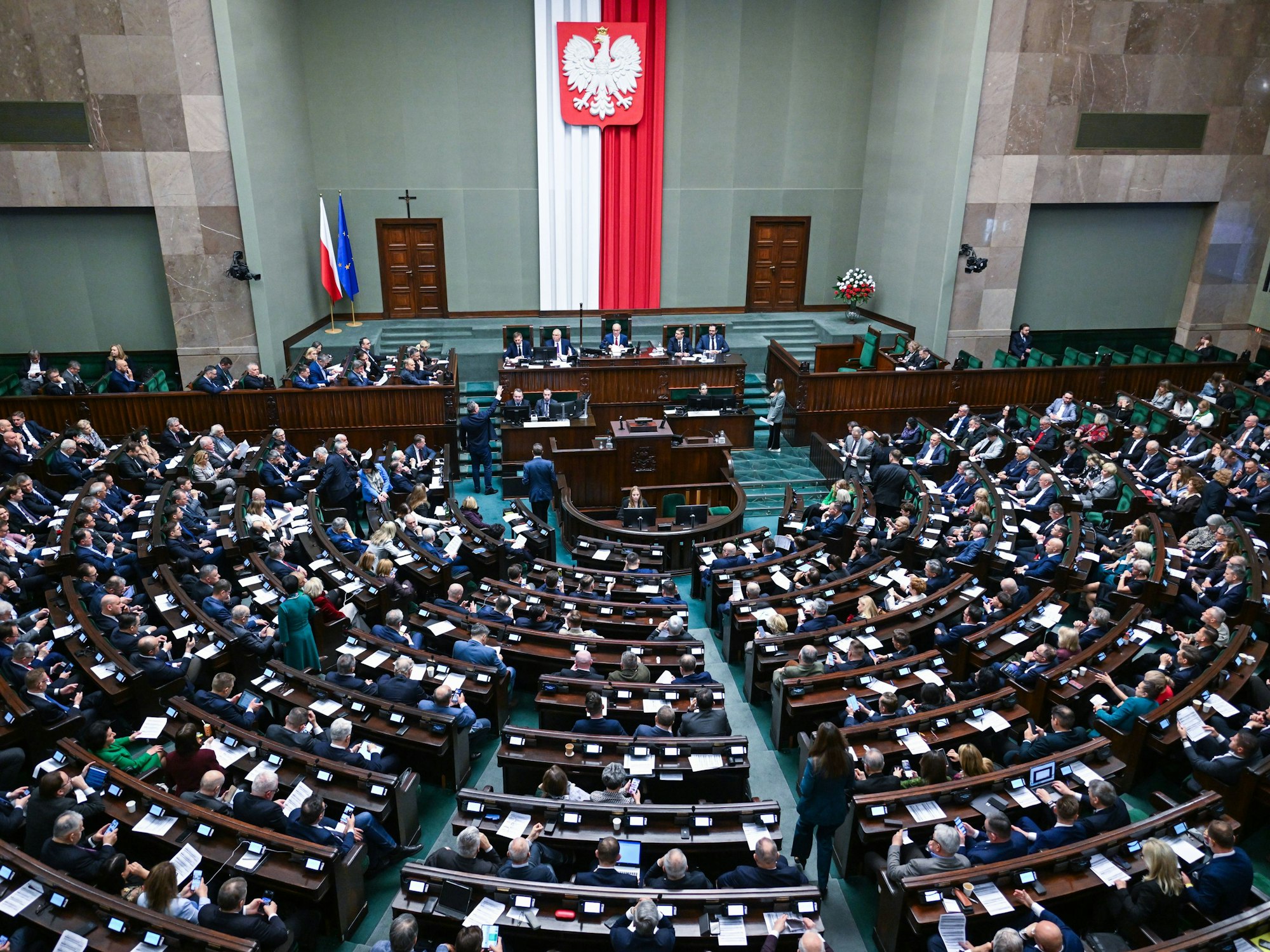 Blick auf das polnische Parlament, den sogenannten Sejm (hier Ende März 2025).