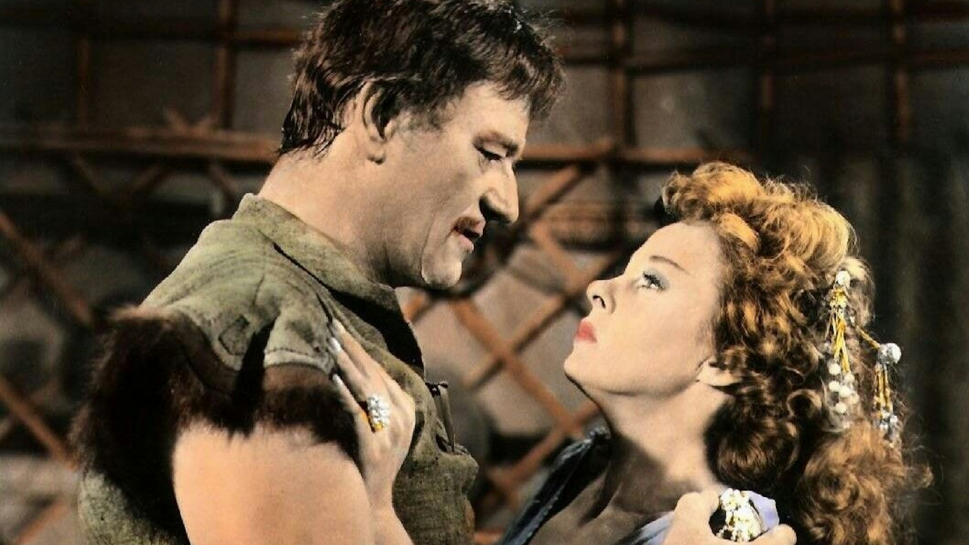 John Wayne (als Dschingis Khan) und Susan Hayward (als Bortai) in „Der Eroberer“.