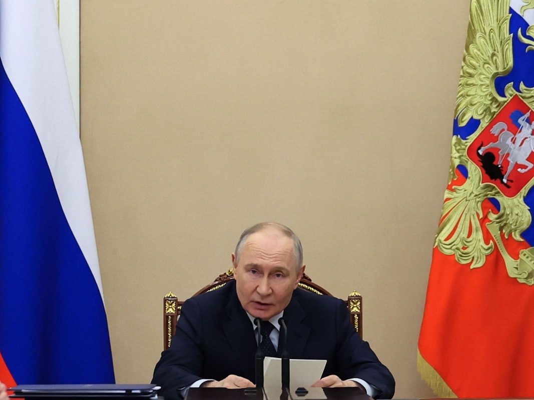 Der russische Präsident Wladimir Putin leitet eine Sitzung zu wirtschaftlichen Fragen im Kreml.