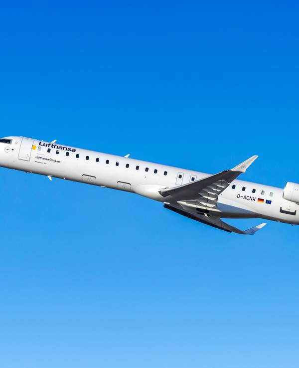 Lufthansa Bombardier CRJ-900 airplane at Munich Airport in Germany