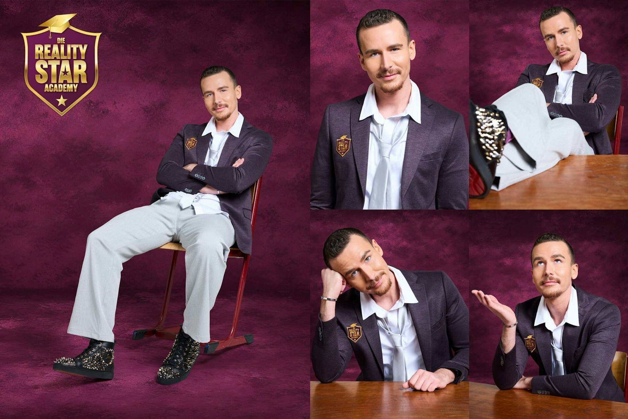 Es dauert nicht lange, da ist TV-Hellseher Florian von der Konkurrenz an der „Realitystar Academy“ genervt. (Bild: Joyn/Marc Rehbeck)