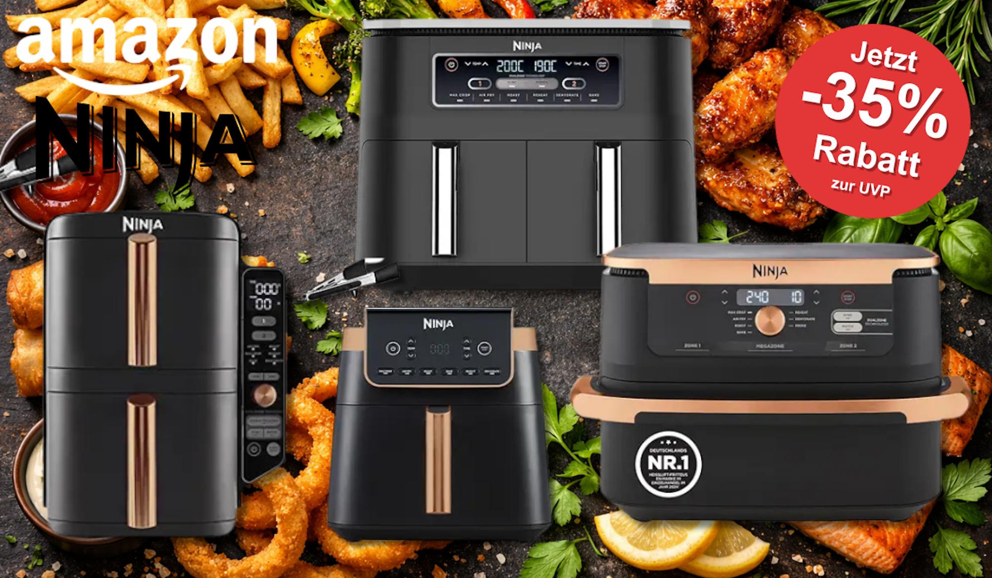 4 verschiedene Ninja Airfryer.