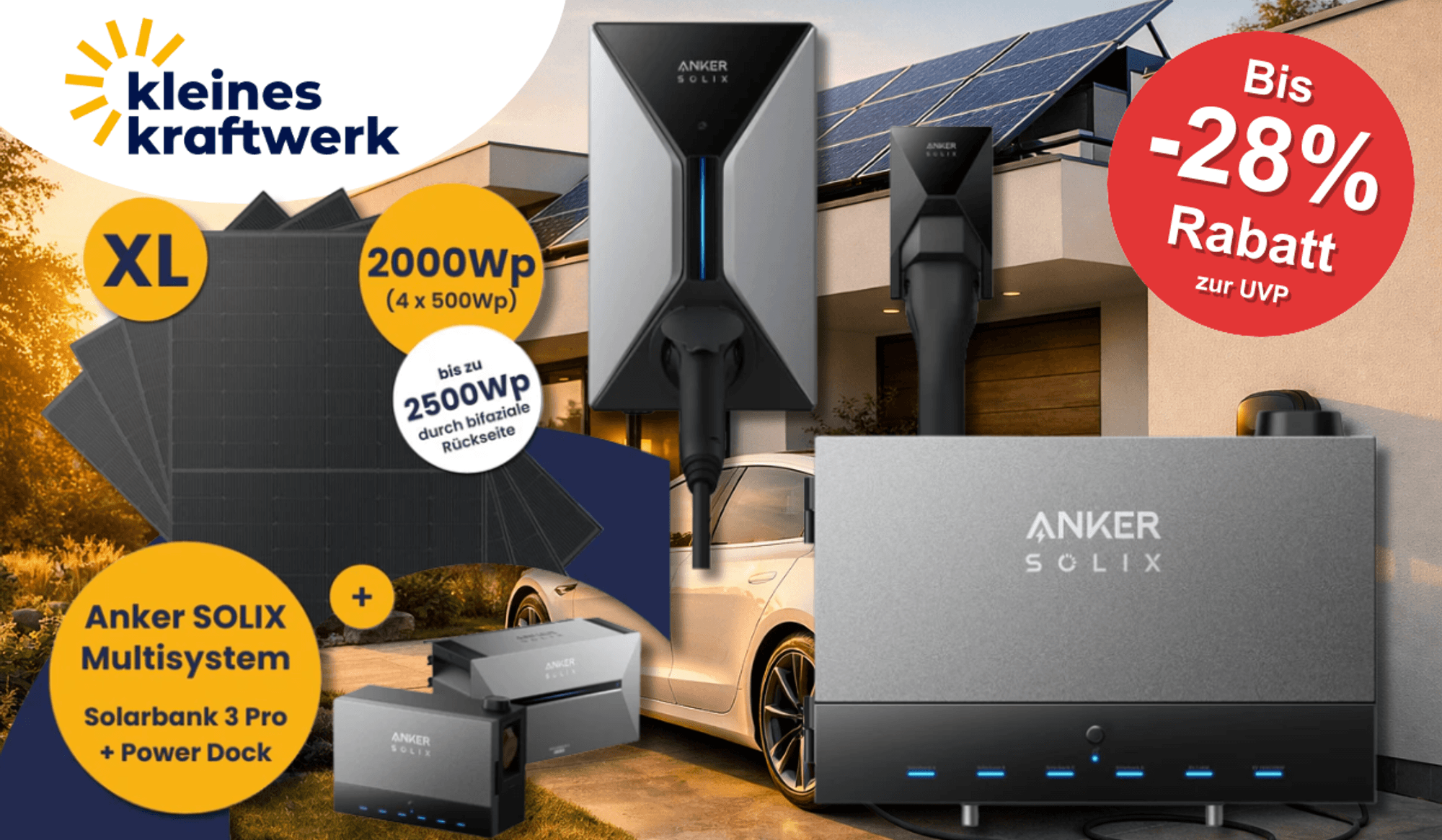 Die Anker Wallbox, der Speicher und das Kleines Kraftwerk XL Komplett-Set.