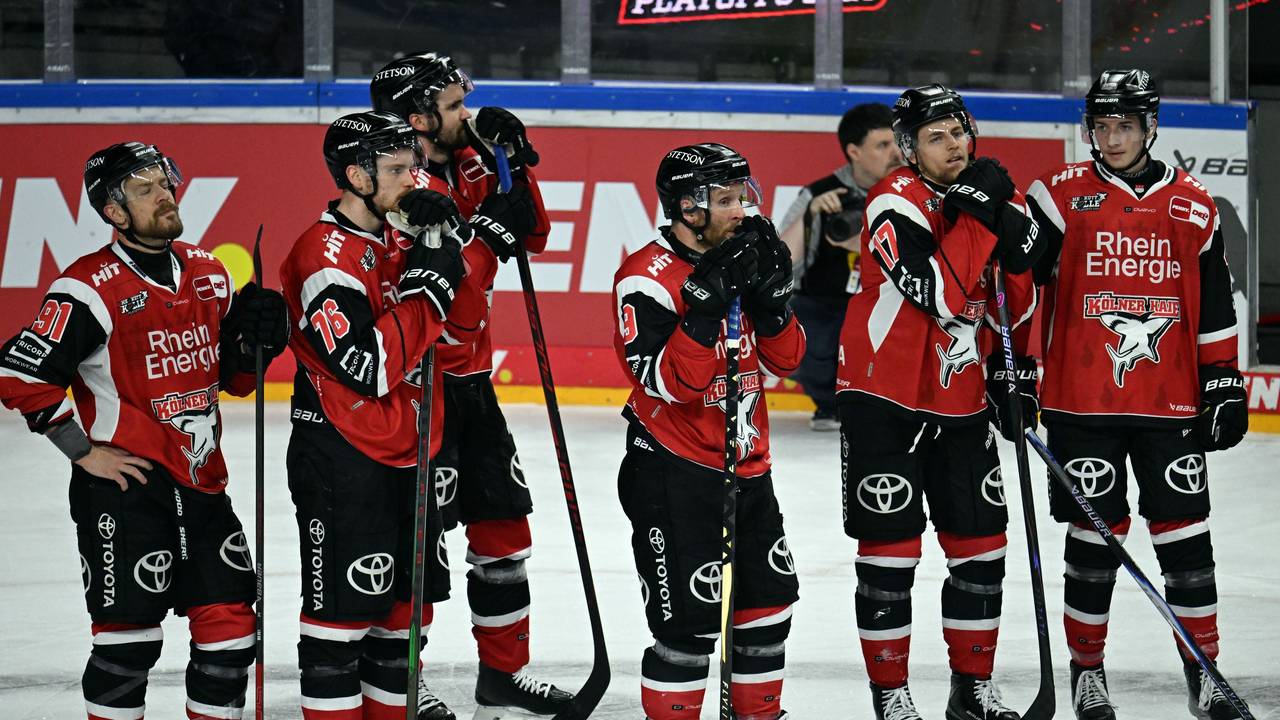 Die Haie-Profis stehen nach dem Playoff-Aus auf dem Eis.