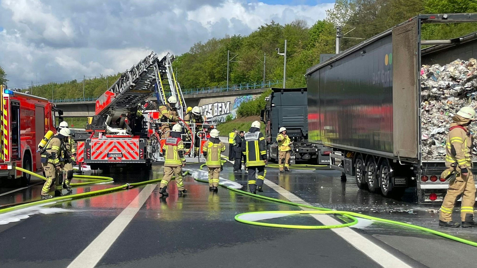 Die Einsatzstelle auf der BAB 4