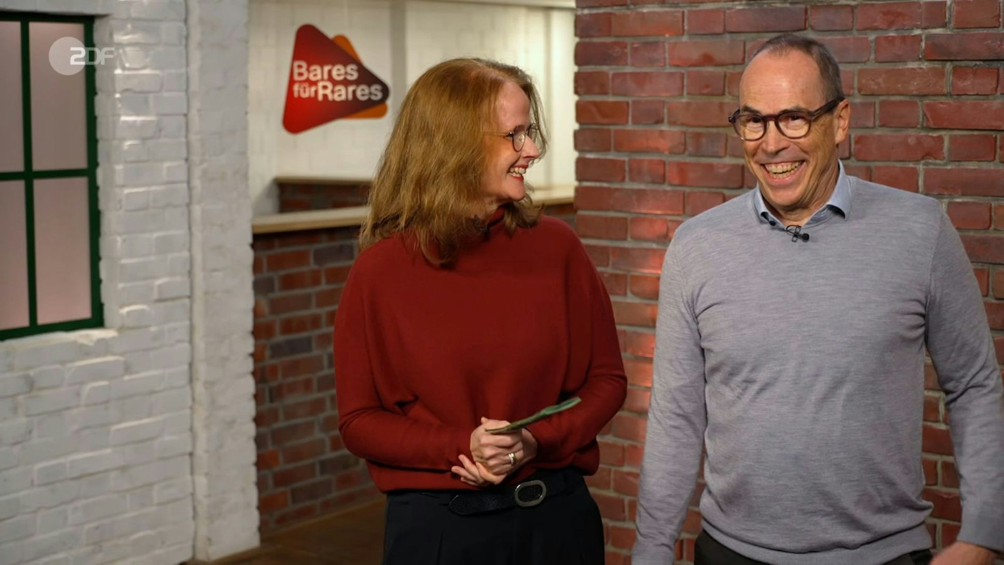 So sehen Sieger aus: Brigitte und Guido hörten nicht auf zu Grinsen, als sie nach ihrer Stimmung befragt wurden. „Völlig begeistert“, lachte Guido. „Super gelaufen“, stimmte Brigitte zu. (Bild: ZDF)