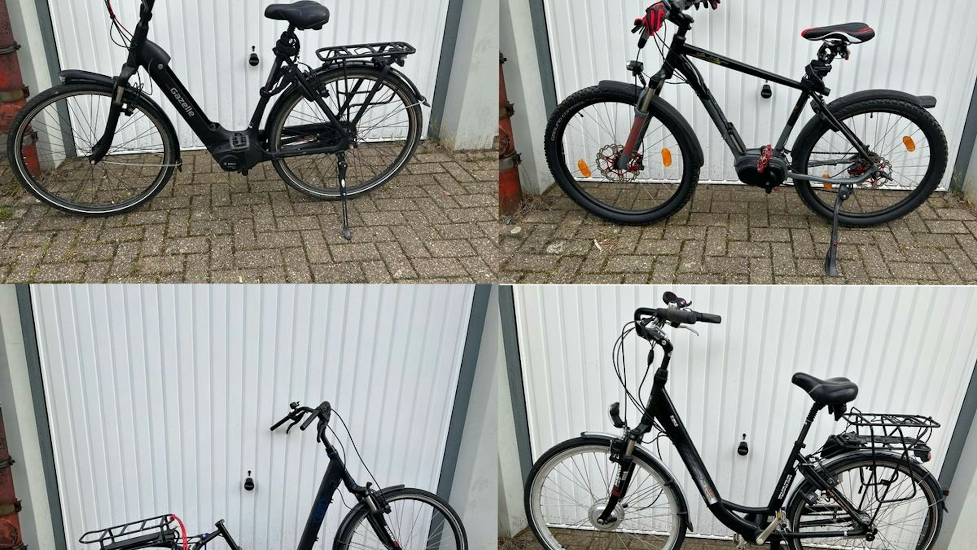 Mehrere Fahrräder stehen in einer Garage.