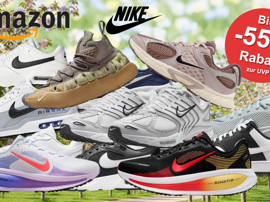 Auf dem Bild ist eine Collage diverser Nike Sneaker zu sehen, die sich aktuell im Nike Sale befinden.