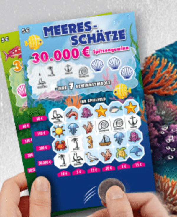 Abgebildet ist das WestLotto-Rubbellos „Meeres-Schätze“