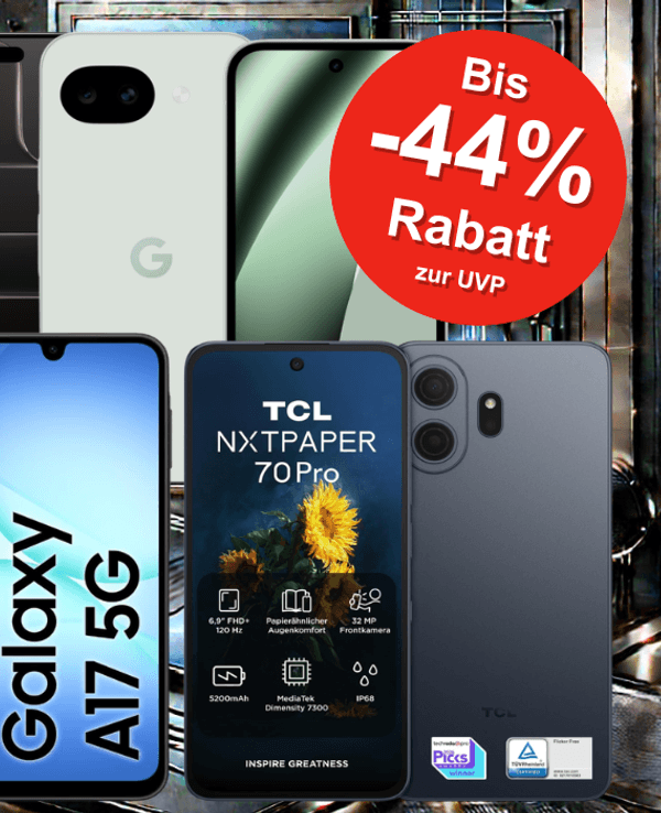 Auf der Collage sind viele Smartphones zu sehen, die sich aktuell bei Amazon im Sale befinden.