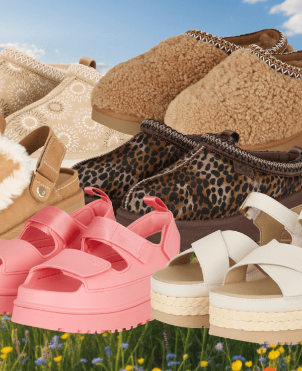 Auf dem Bild ist eine Collage mit UGG Schuhen , die im Breuninger Sale aktuell reduziert sind.