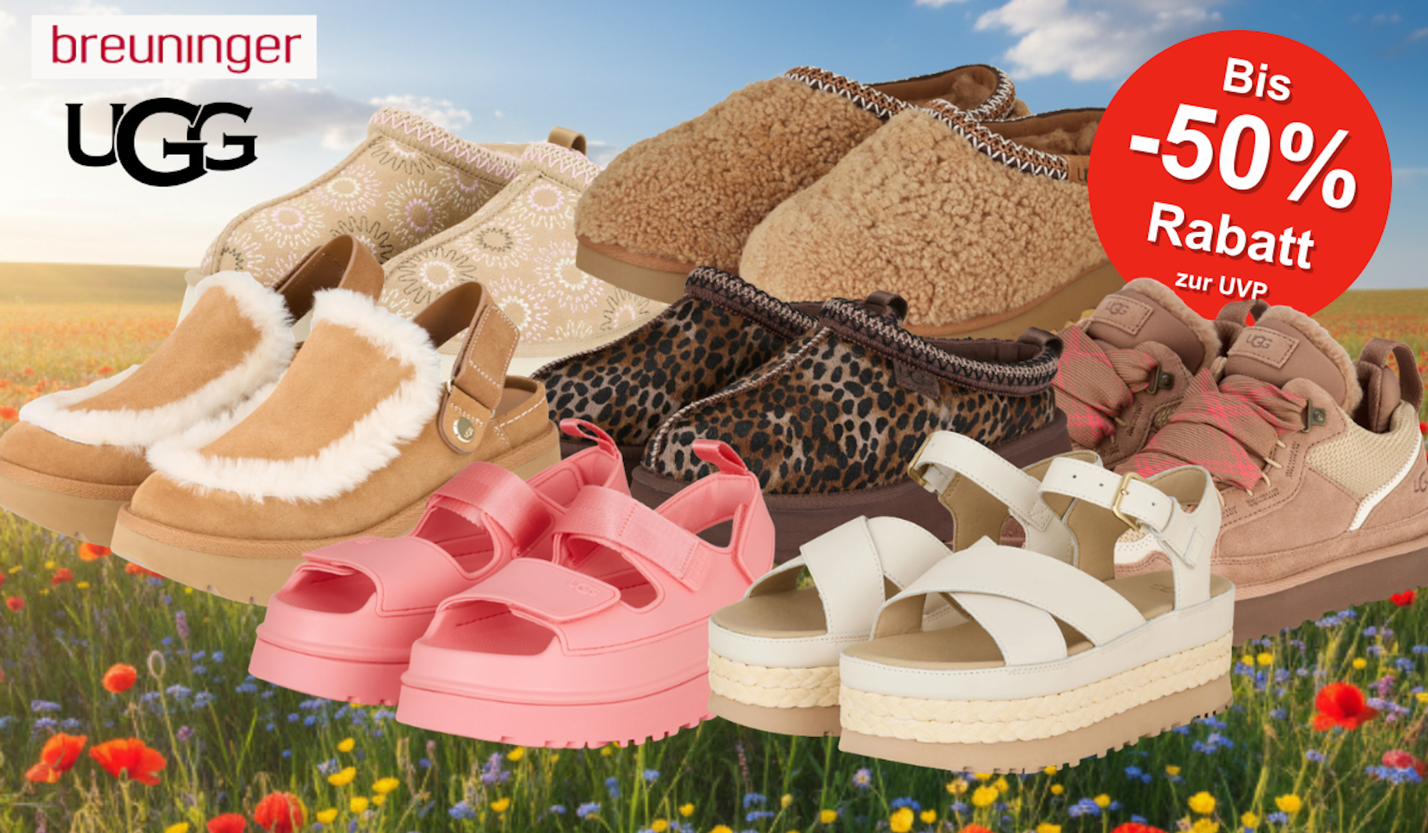 Auf dem Bild ist eine Collage mit UGG Schuhen , die im Breuninger Sale aktuell reduziert sind.