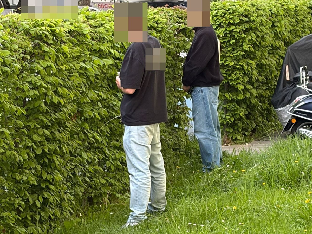 Wildpinkler im Vorgarten in der Einhardstraße in Köln-Sülz