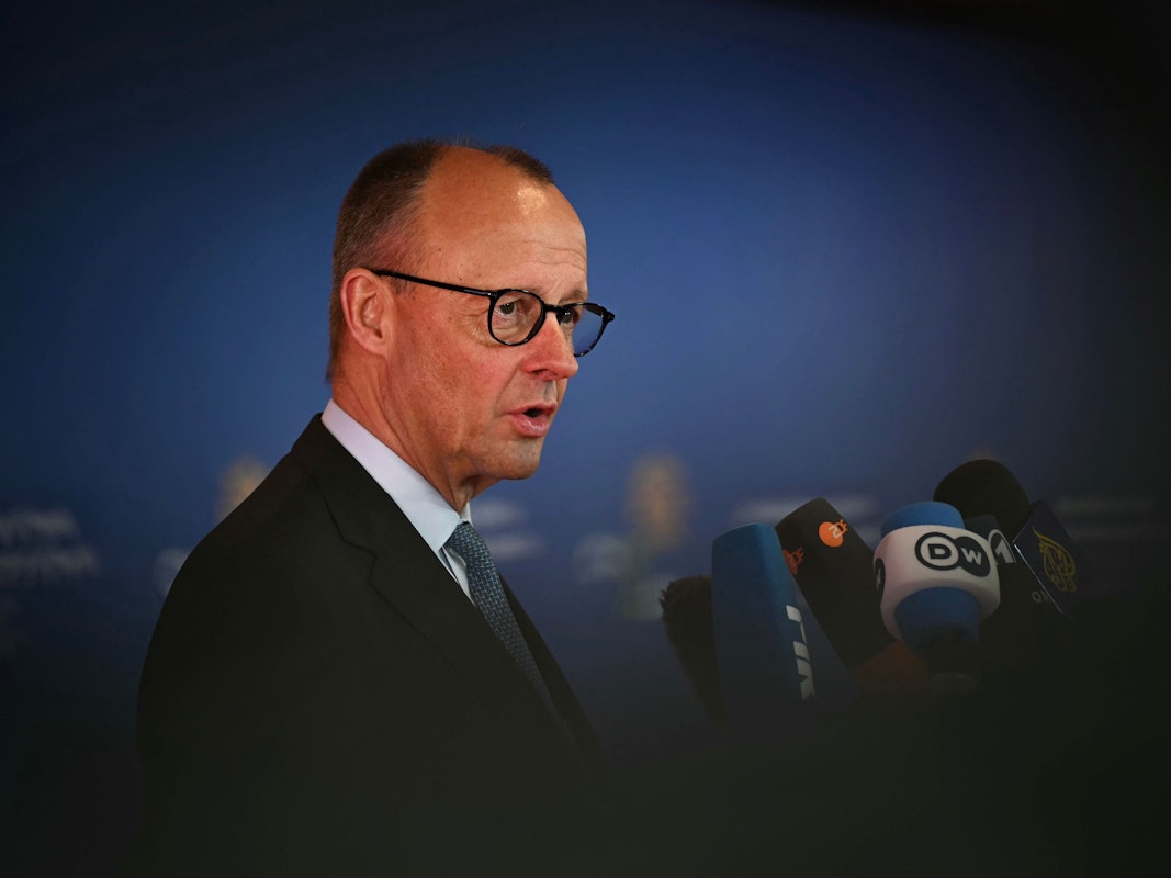 Bundeskanzler Friedrich Merz (CDU, hier am 24. April in Nikosia).