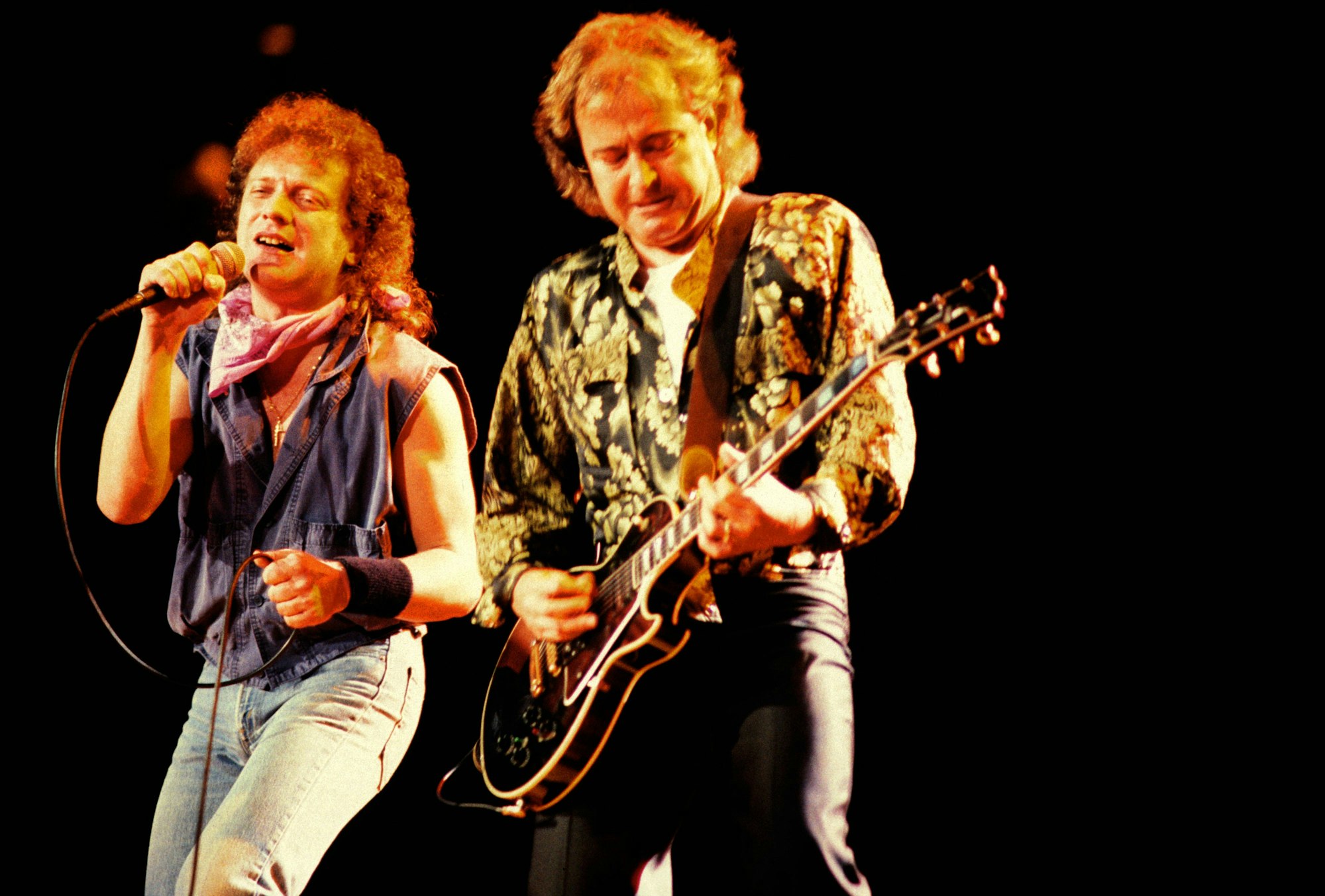Lou Gramm und Mick Jones von Foreigner in den 1980er Jahren.