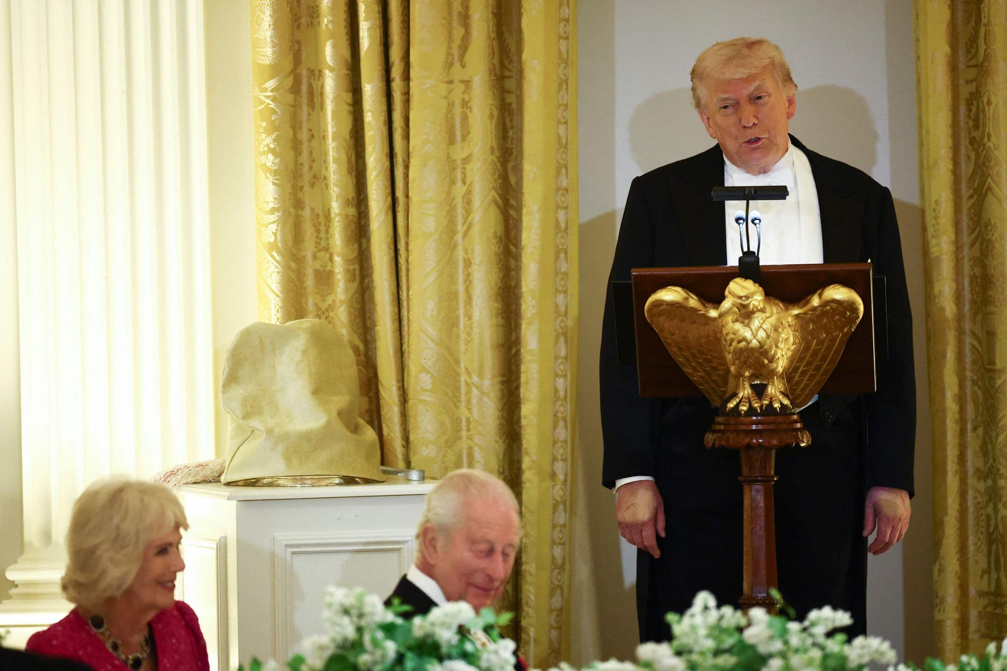 Donald Trump hält beim Staatsdinner eine Rede.