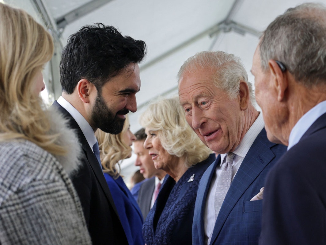 New Yorks Bürgermeister Zohran Mamdani trifft König Charles nur kurz.