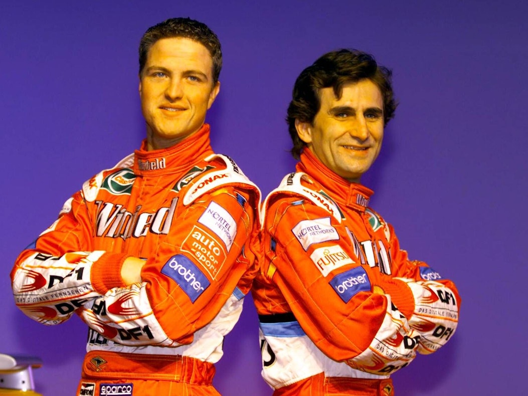 Ralf Schumacher und Alex Zanardi posieren gemeinsam für die Kamera.