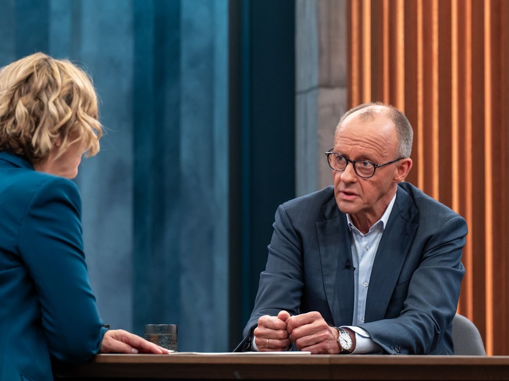 Friedrich Merz gab bei Caren Miosga Auskunft über den Zustand der Regierungskoalition. (Bild: ARD/ Thomas Ernst)