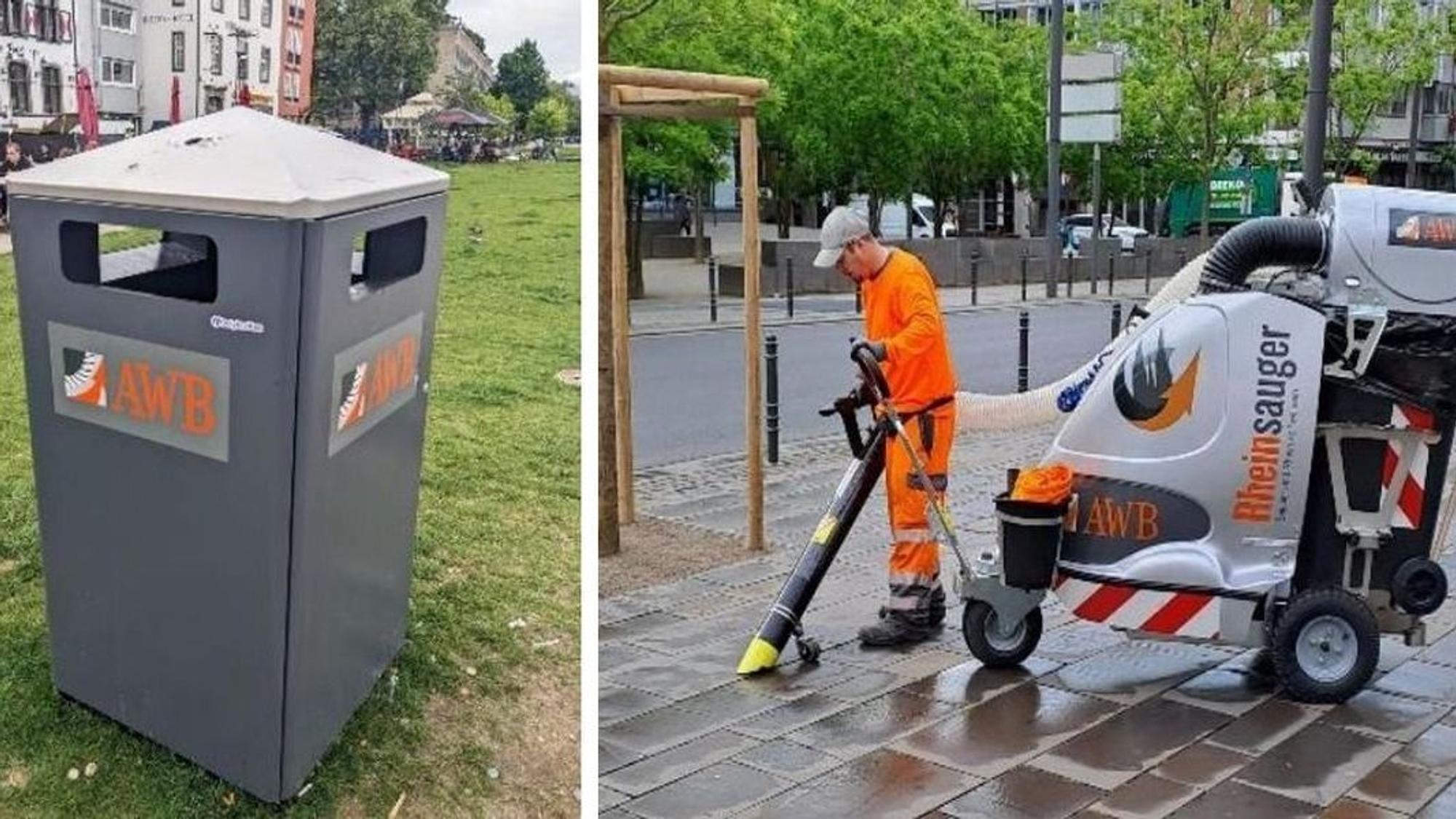 Unter anderem bekommt Köln neue, größere Mülleimer – zudem kommt bereits der „RheinSauger“ zum Einsatz.