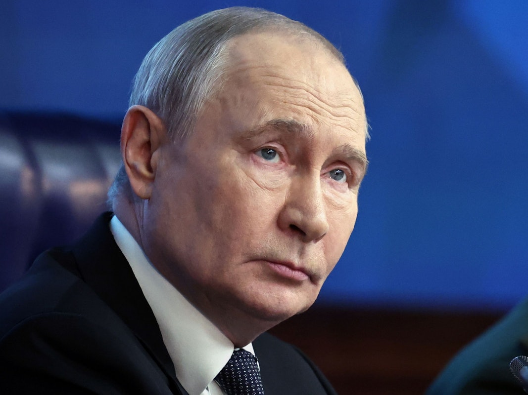 Der russische Präsident Wladimir Putin nimmt an der jährlichen Vorstandssitzung des Verteidigungsministeriums in Moskau teil.