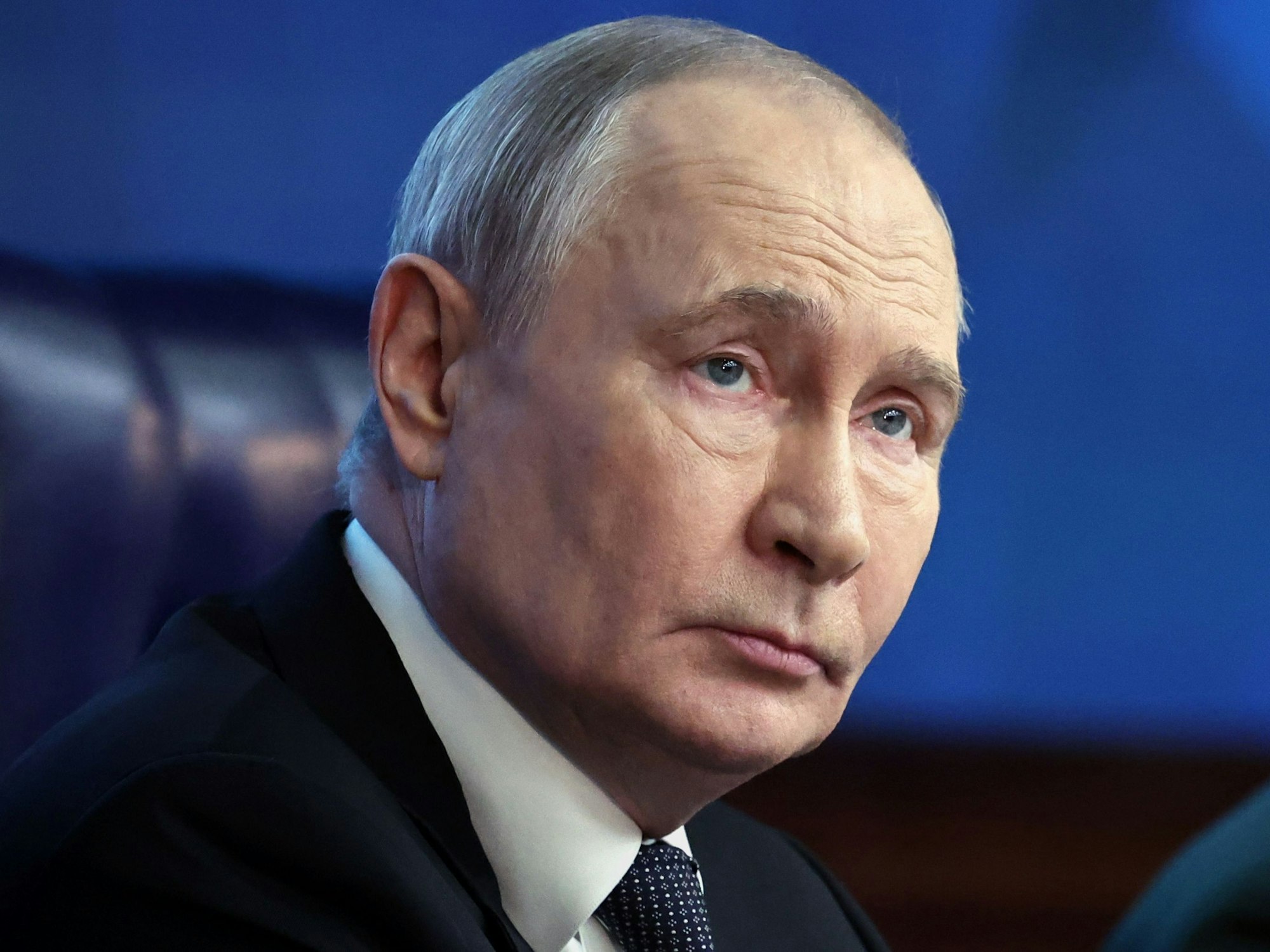 Der russische Präsident Wladimir Putin nimmt an der jährlichen Vorstandssitzung des Verteidigungsministeriums in Moskau teil.