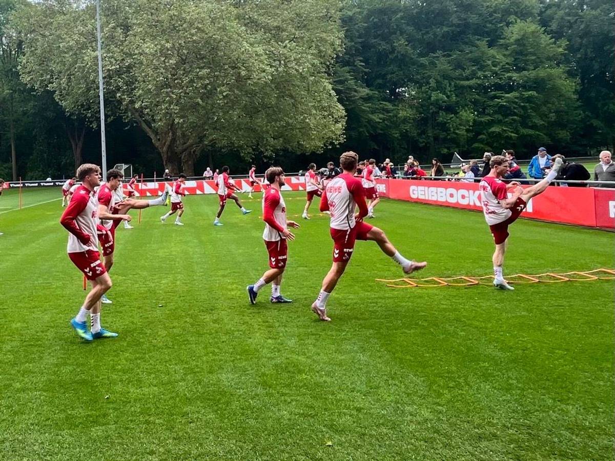 Die Spieler des 1. FC Köln auf dem Trainingsplatz.